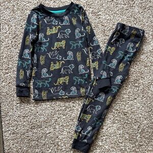 Kids Animal Print Pajama Set - Black and Green